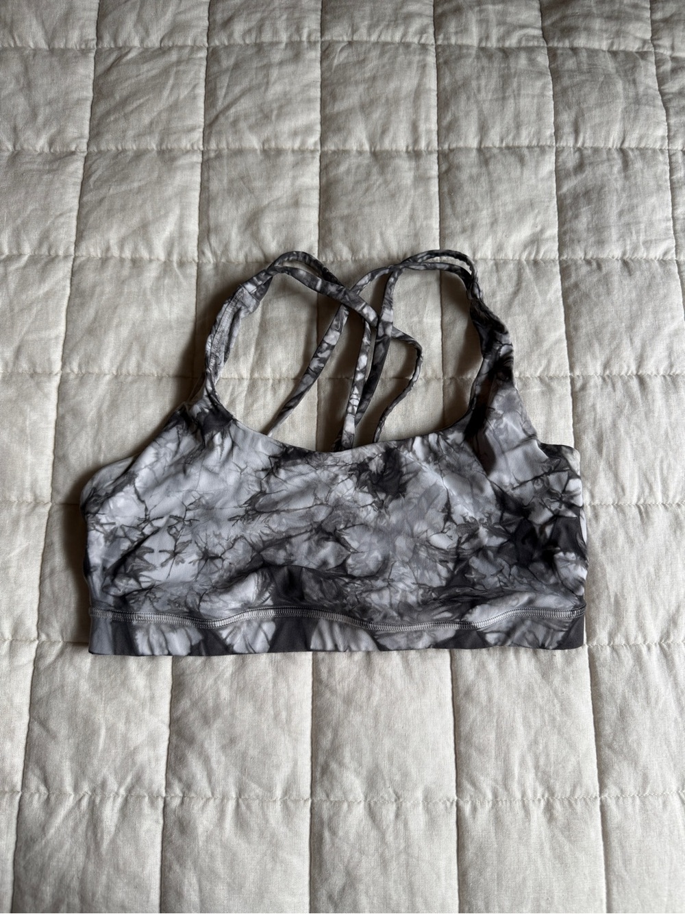 lululemon athletica Gray Marble-Print Strappy Sports Bra
